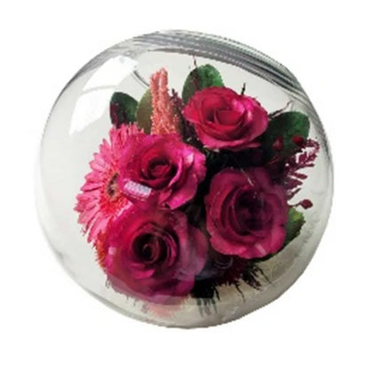 Elegant Long-Lasting Roses and Gerbera in a Glass Vase