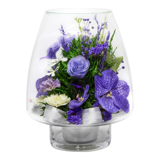 Sophisticated Orchid Bouquet in a Lotus Beautiful Bud Glass Vase