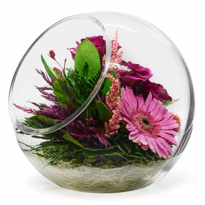 Elegant Long-Lasting Roses and Gerbera in a Glass Vase