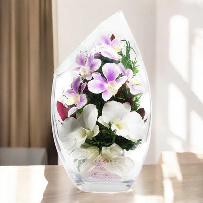 Sophisticated Orchid & Limonium Bouquet in a Rugby Vase