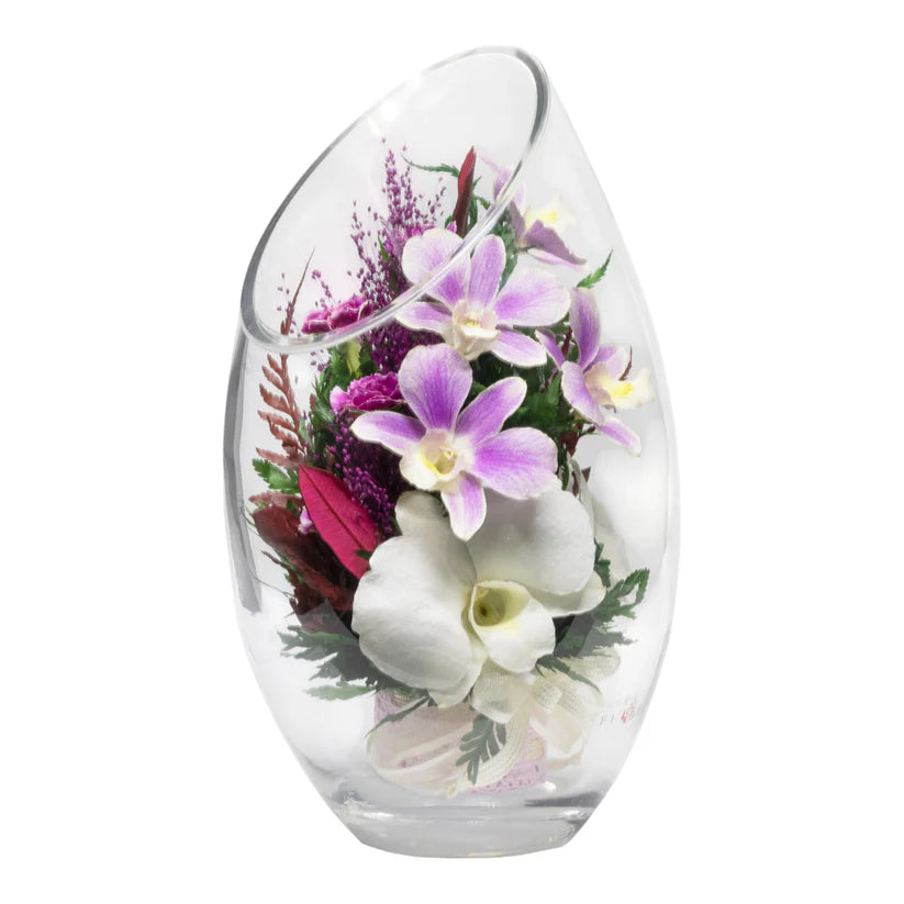 Sophisticated Orchid & Limonium Bouquet in a Rugby Vase