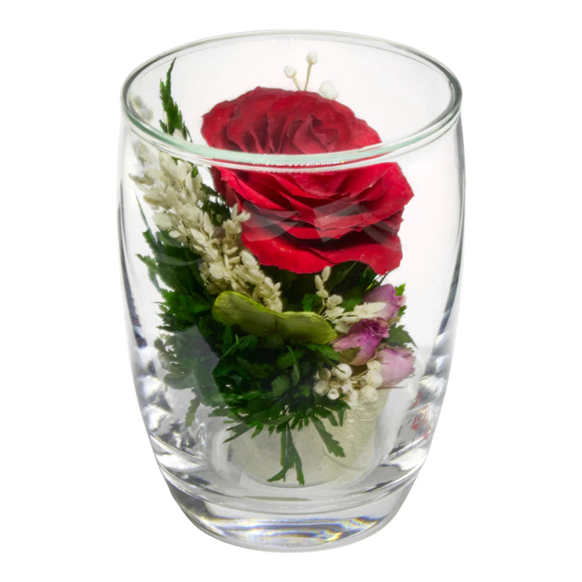 Classic Elegance: Charming Red Rose, Small Glass Vase