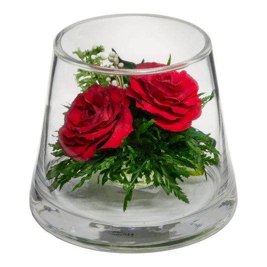 Classic Red Roses in a Tapered Glass Vase: Enduring Beauty & Style