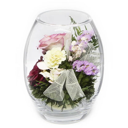 Long-Lasting Purple & Pink Roses, Elegantly Glass Vase Display