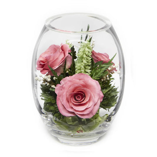 Trio of Elegant, Everlasting Pink Roses for a Timeless Floral Display