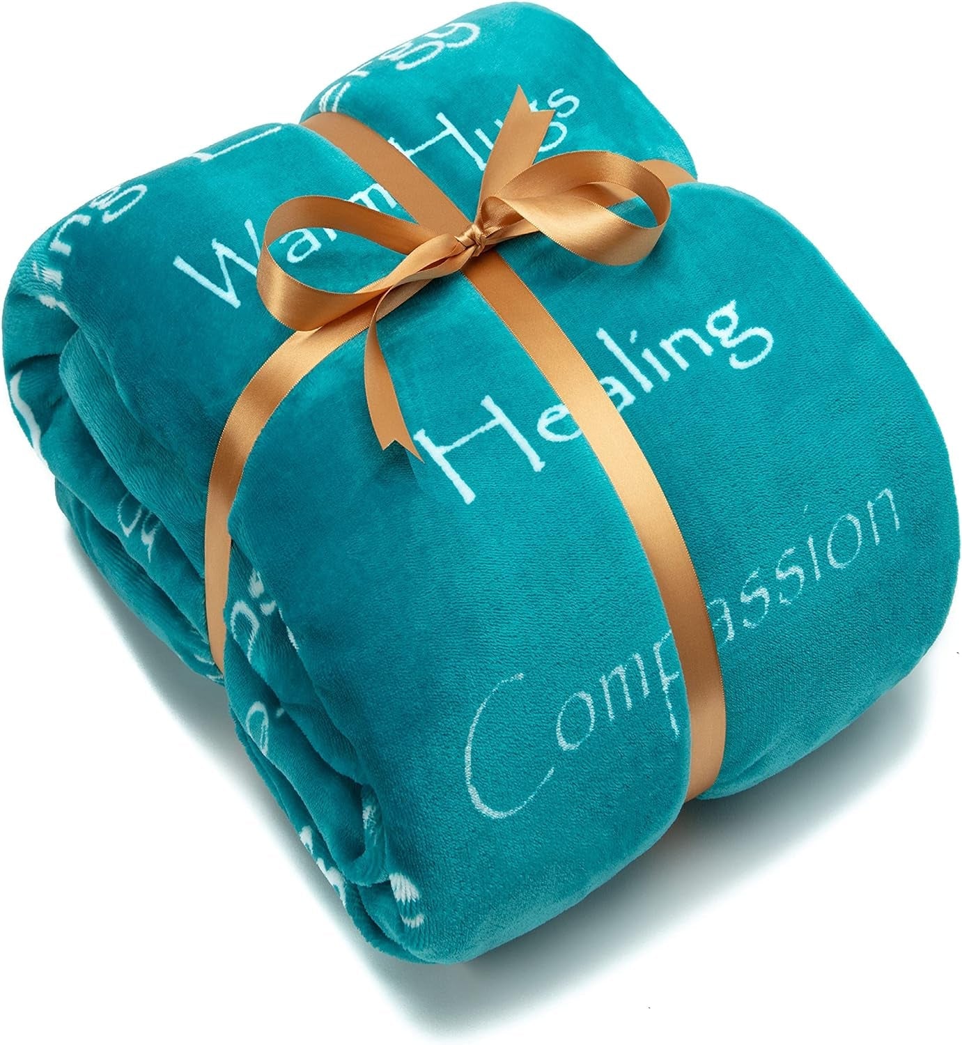 Premium Healing Warm Hugs Caring Gift Blanket - for Positive Energy Love Support Comfort Strength - Cancer Chemo Surgery Get Well Gift - Patient Women Men Friend (Twin) Teal