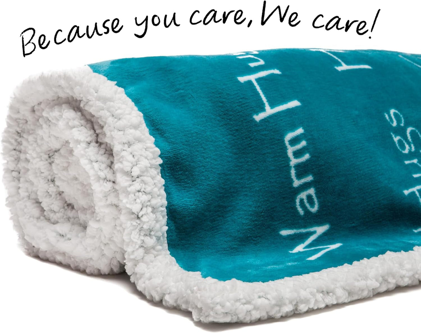 Premium Healing Warm Hugs Caring Gift Blanket - for Positive Energy Love Support Comfort Strength - Cancer Chemo Surgery Get Well Gift - Patient Women Men Friend (Twin) Teal